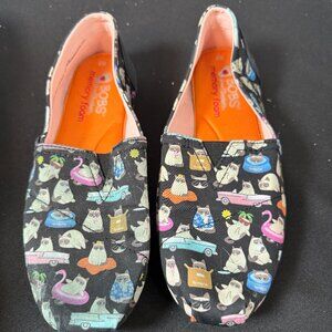 BOBS Skechers Grumpy Cat Slip On Shoes Womens 9 Canvas Loafers